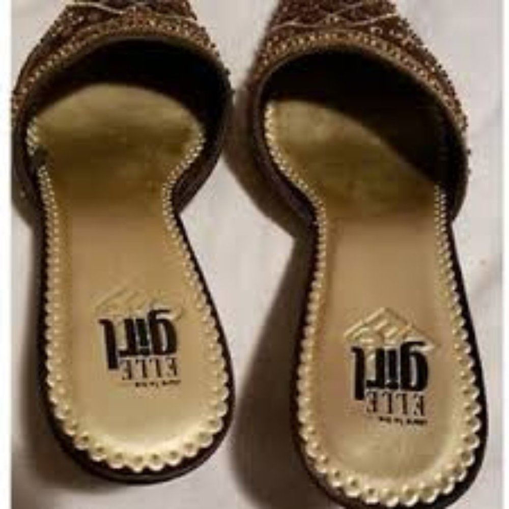 Elle Girl Giselle brown gold sequin mule 8.5 - Picture 9 of 9